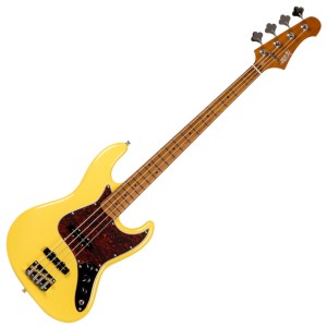 Jet Guitars JJB-300 VYW Roasted Maple / Rosewood Bass Guitar - Vintage Yellow